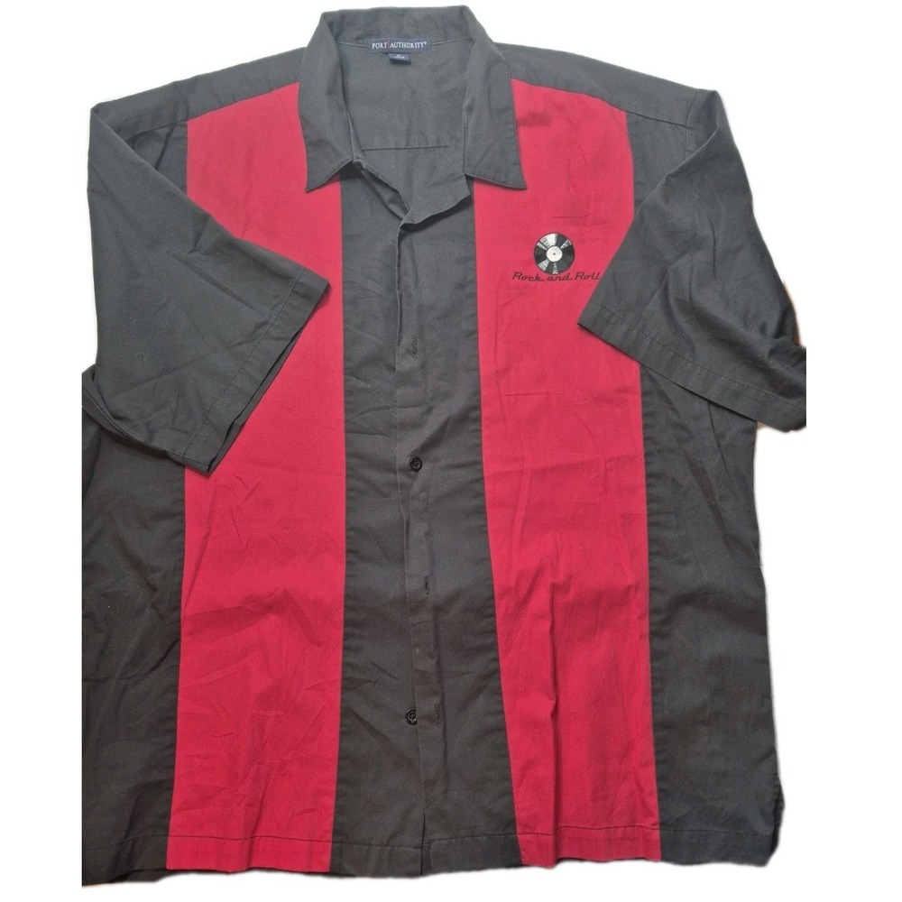 Port Authority Mens Xl Rockabilly Y2K  Stripes Bowling Retro Streetwear Grunge